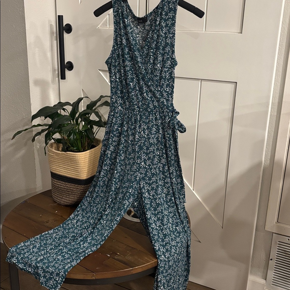 Muse Teal Floral Jumpsuit